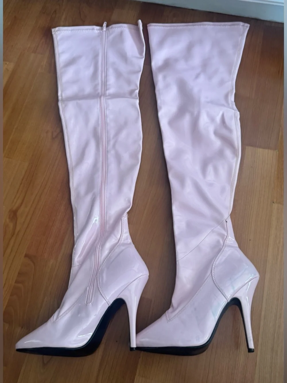 Baby Pink Over the Knee Stiletto Boots (US 8)